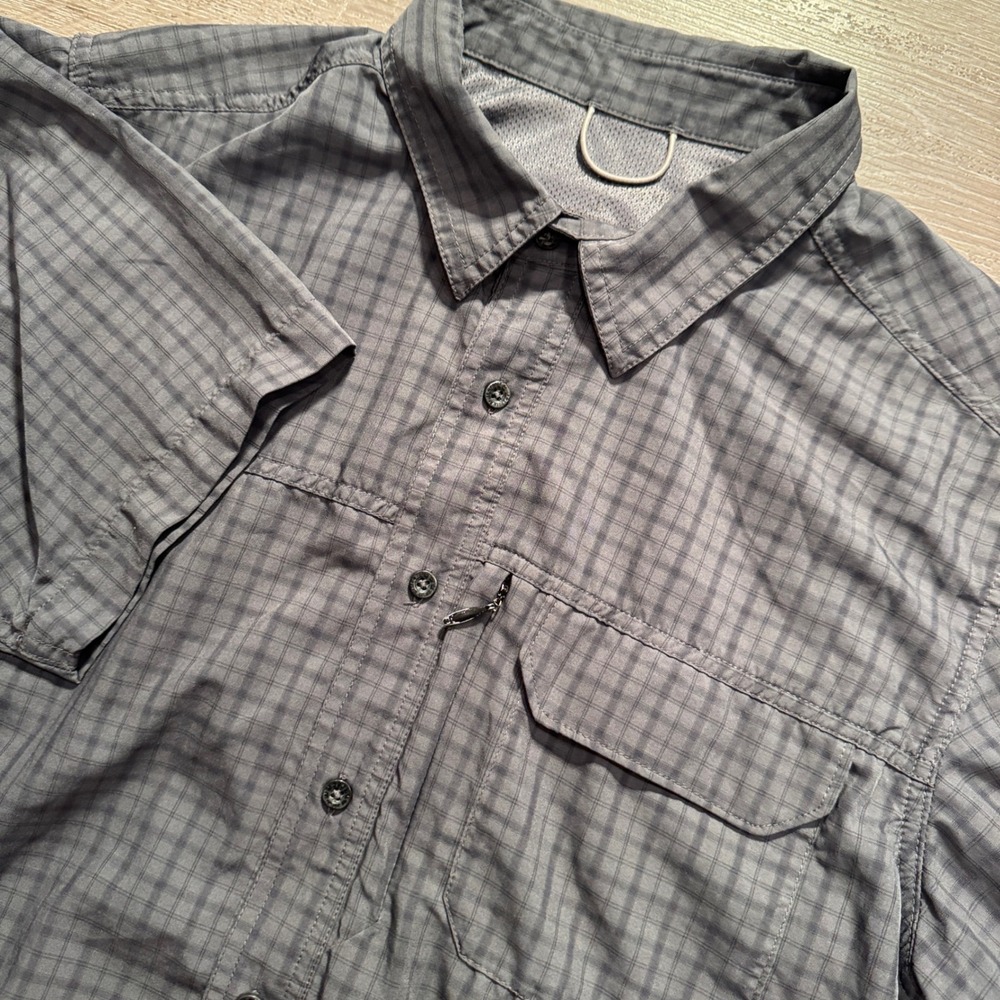 Eddie Bauer Shirt Mens Large Plaid Nylon Vented Trail Outdoor Hiking Gorpcore